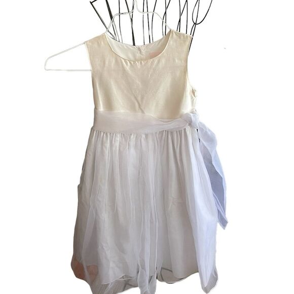 Sara Lene Silk Flower Girl Cream/White Dress Size 4 - Picture 1 of 7